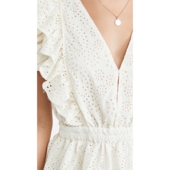 NWT Love the Label Womens Eyelet Ruffle Sleeve Tiered Dress Ecru Medium - Picture 2 of 15